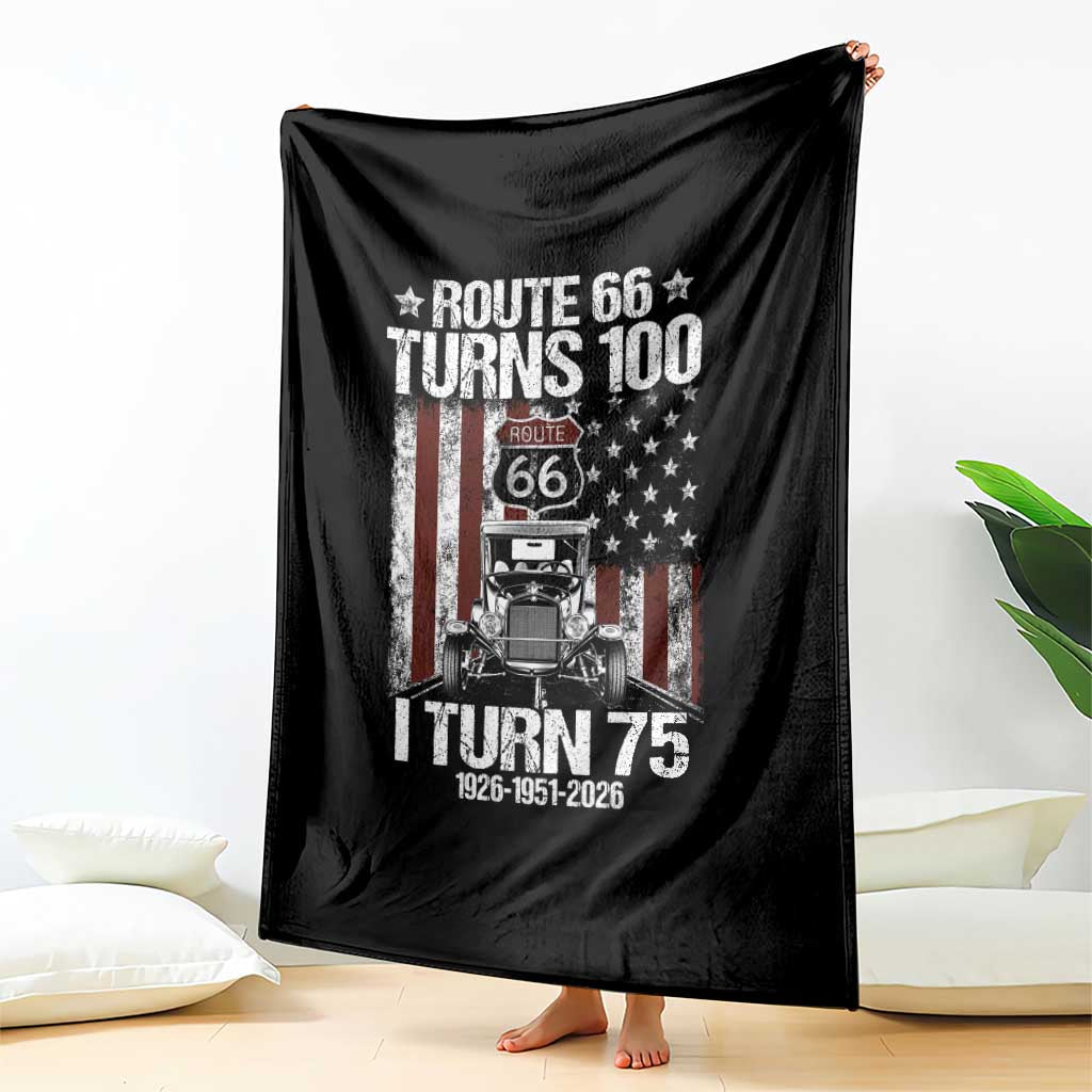 Route Highway 66 Turns 100 I Turn 75 Throw Blanket Vintage 1951 America Road Sign America Antique Car Lover 75th Birthday Gift