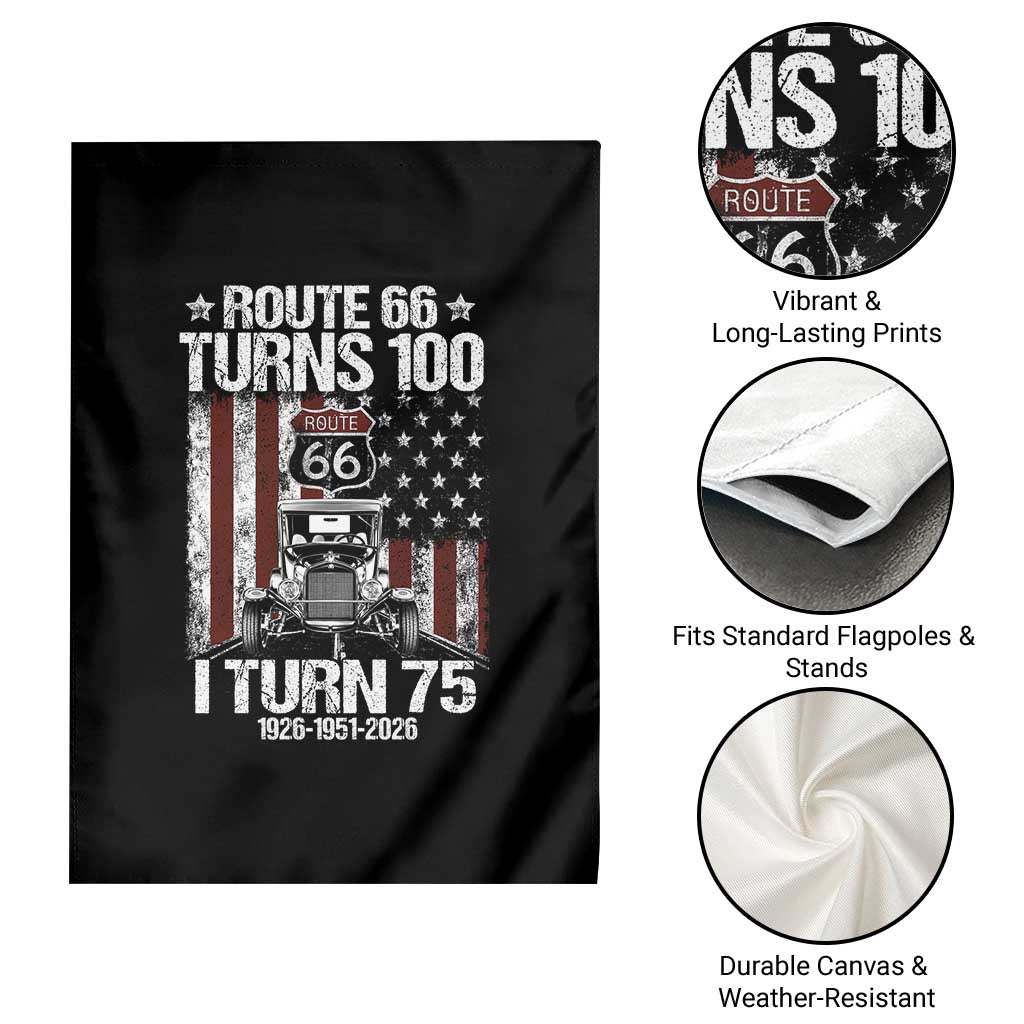 Route Highway 66 Turns 100 I Turn 75 Garden Flag Vintage 1951 America Road Sign America Antique Car Lover 75th Birthday Gift