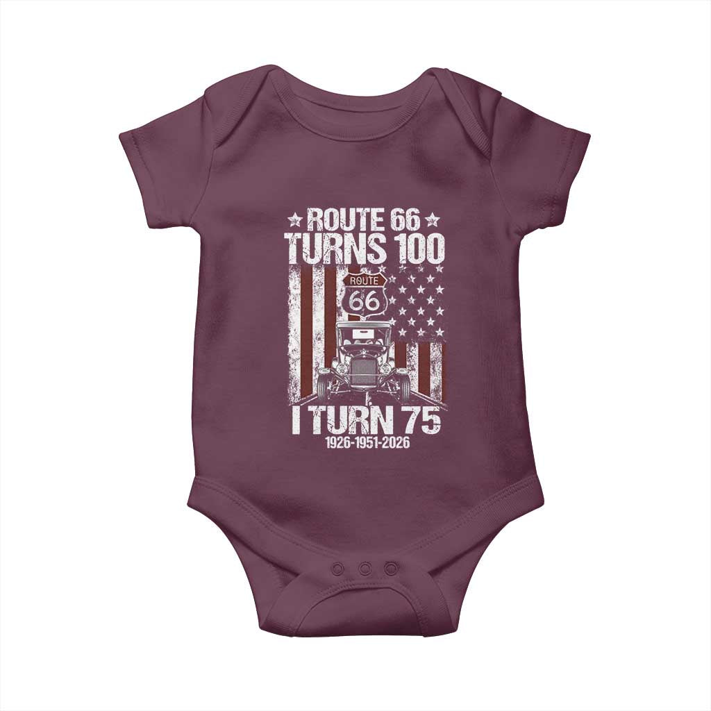 Route Highway 66 Turns 100 I Turn 75 Baby Onesie Vintage 1951 America Road Sign America Antique Car Lover 75th Birthday Gift