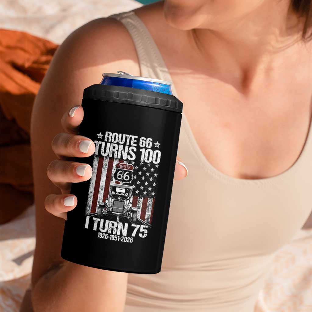 Route Highway 66 Turns 100 I Turn 75 4 in 1 Can Cooler Tumbler Vintage 1951 America Road Sign America Antique Car Lover 75th Birthday Gift
