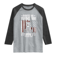 Route Highway 66 Turns 100 I Turn 75 Raglan Shirt Vintage 1951 America Road Sign America Antique Car Lover 75th Birthday Gift