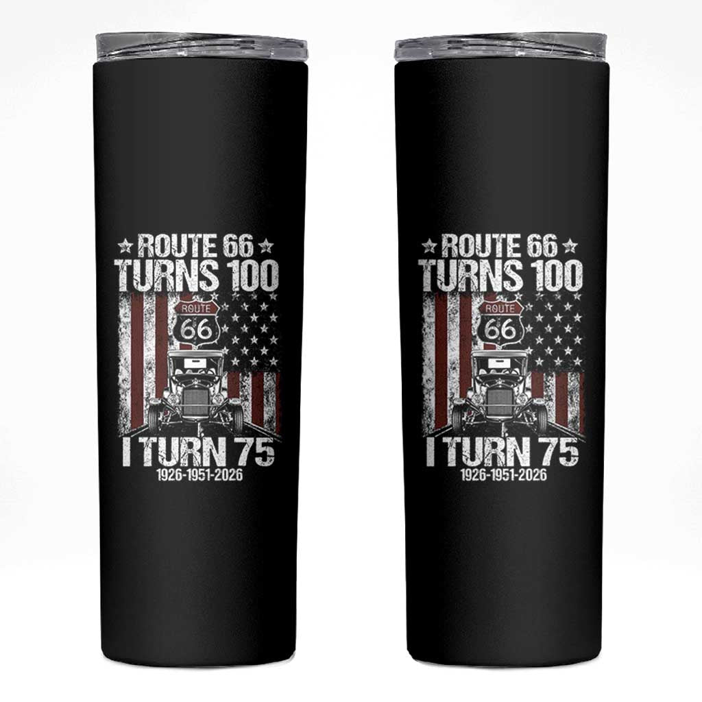 Route Highway 66 Turns 100 I Turn 75 Skinny Tumbler Vintage 1951 America Road Sign America Antique Car Lover 75th Birthday Gift