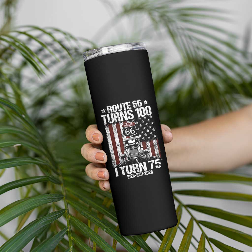 Route Highway 66 Turns 100 I Turn 75 Skinny Tumbler Vintage 1951 America Road Sign America Antique Car Lover 75th Birthday Gift