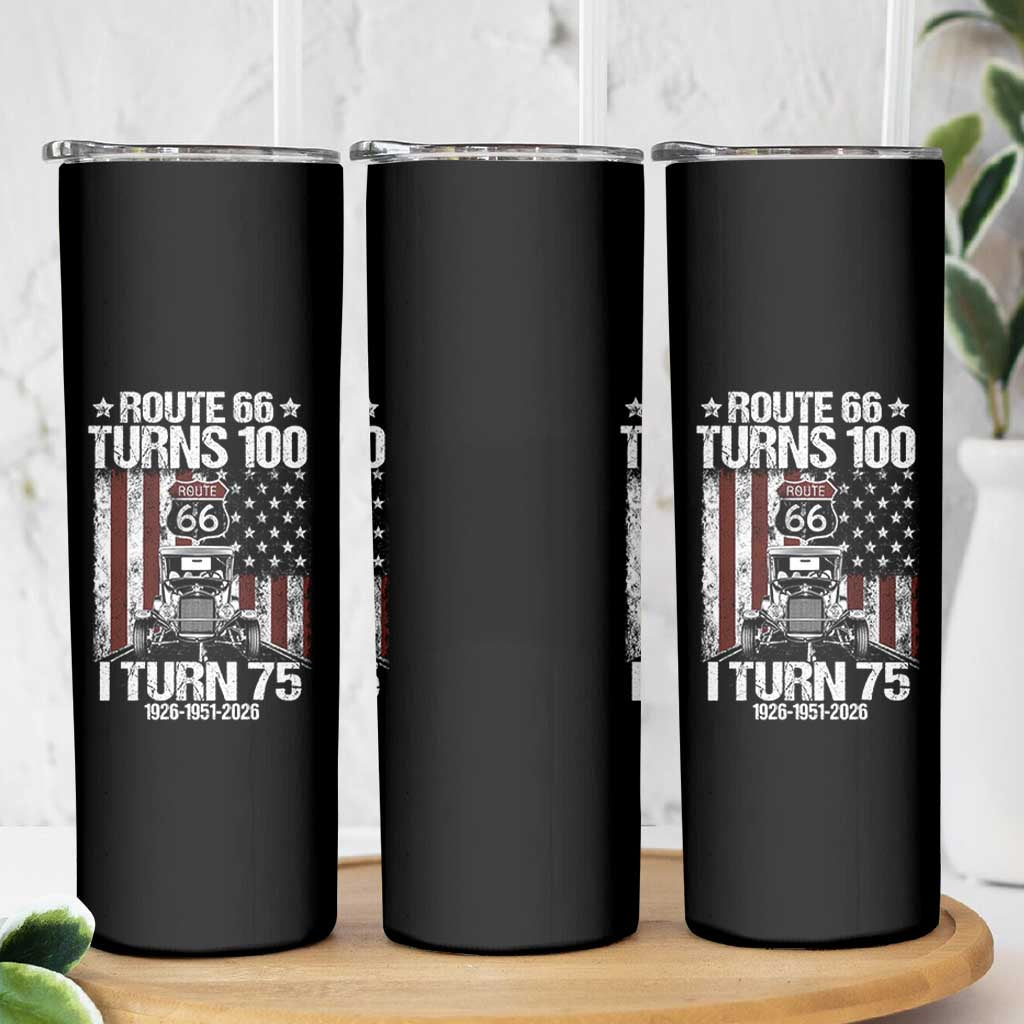 Route Highway 66 Turns 100 I Turn 75 Skinny Tumbler Vintage 1951 America Road Sign America Antique Car Lover 75th Birthday Gift