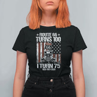 Route Highway 66 Turns 100 I Turn 75 T Shirt For Women Vintage 1951 America Road Sign America Antique Car Lover 75th Birthday Gift