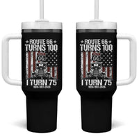 Route Highway 66 Turns 100 I Turn 75 Tumbler With Handle Vintage 1951 America Road Sign America Antique Car Lover 75th Birthday Gift