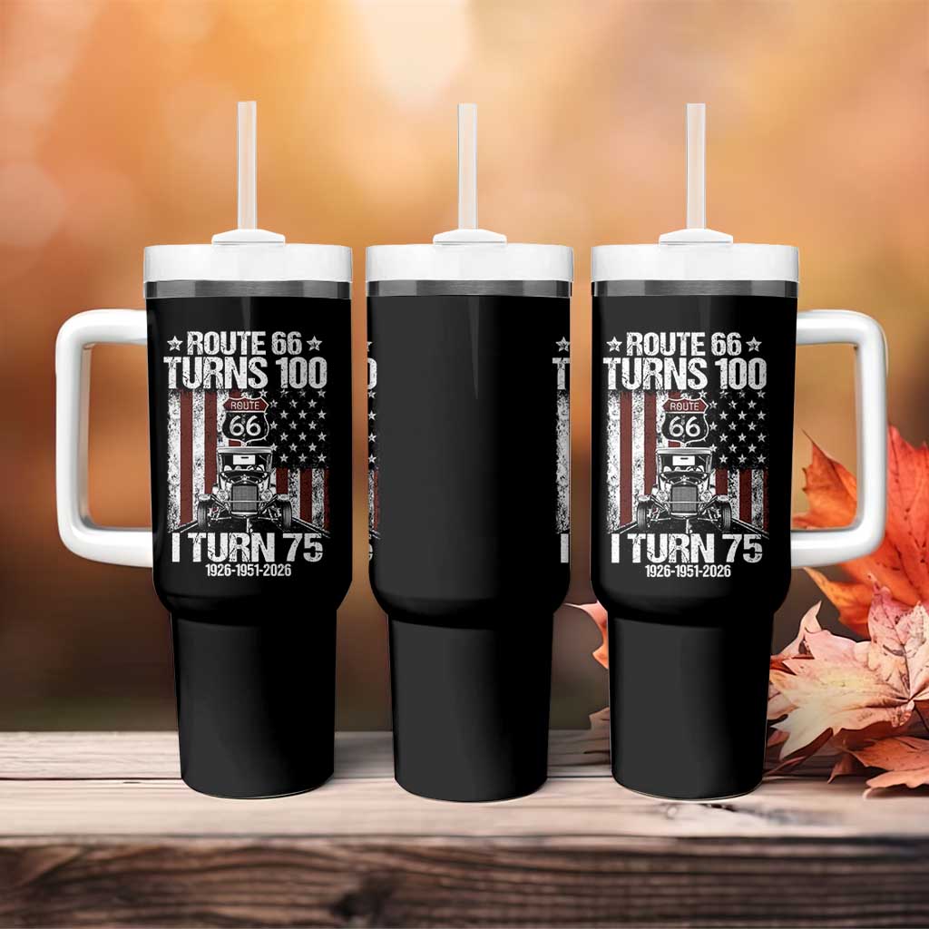 Route Highway 66 Turns 100 I Turn 75 Tumbler With Handle Vintage 1951 America Road Sign America Antique Car Lover 75th Birthday Gift