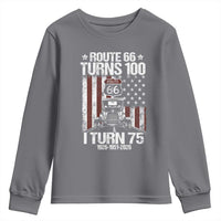 Route Highway 66 Turns 100 I Turn 75 Youth Sweatshirt Vintage 1951 America Road Sign America Antique Car Lover 75th Birthday Gift