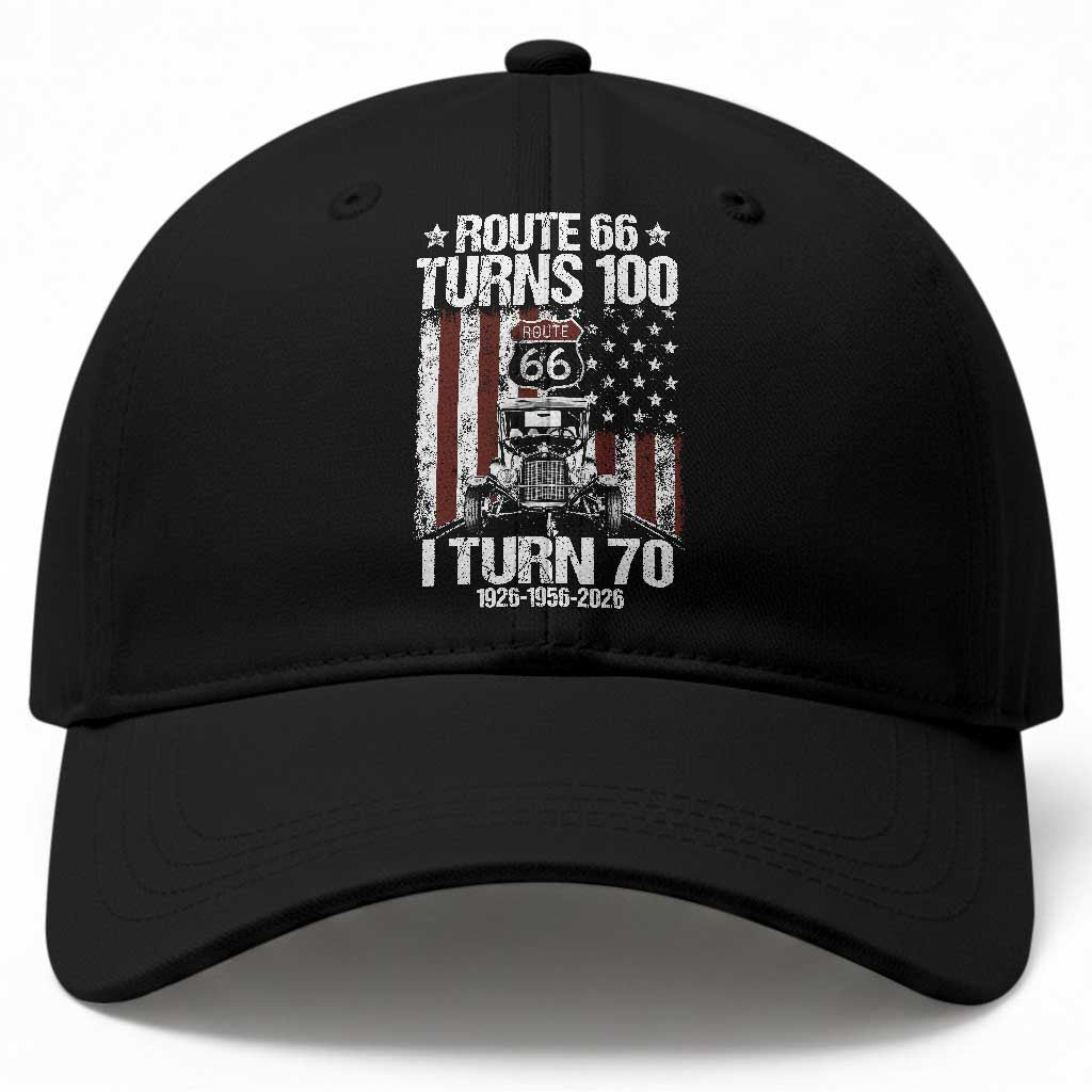 Route Highway 66 Turns 100 I Turn 70 Baseball Cap Vintage 1956 America Road Sign America Antique Car Lover 70th Birthday Gift