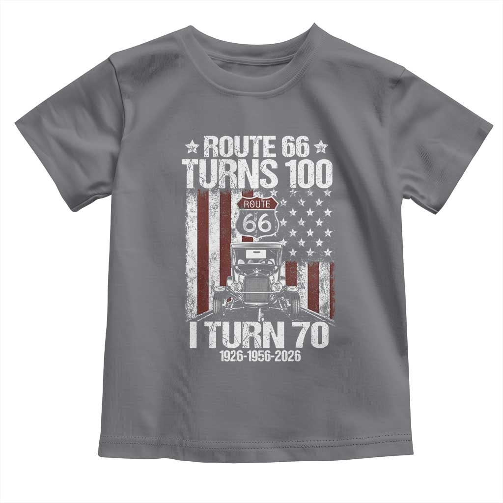 Route Highway 66 Turns 100 I Turn 70 Toddler T Shirt Vintage 1956 America Road Sign America Antique Car Lover 70th Birthday Gift