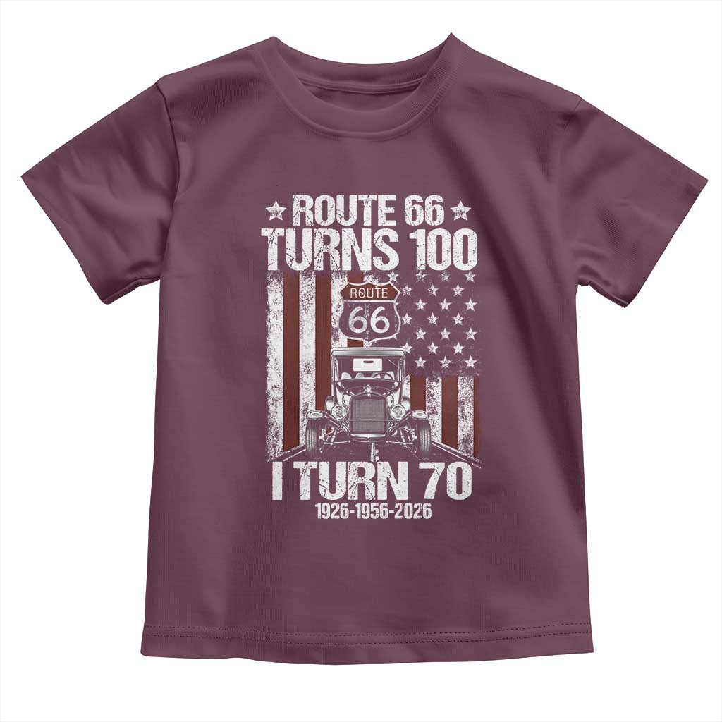 Route Highway 66 Turns 100 I Turn 70 Toddler T Shirt Vintage 1956 America Road Sign America Antique Car Lover 70th Birthday Gift