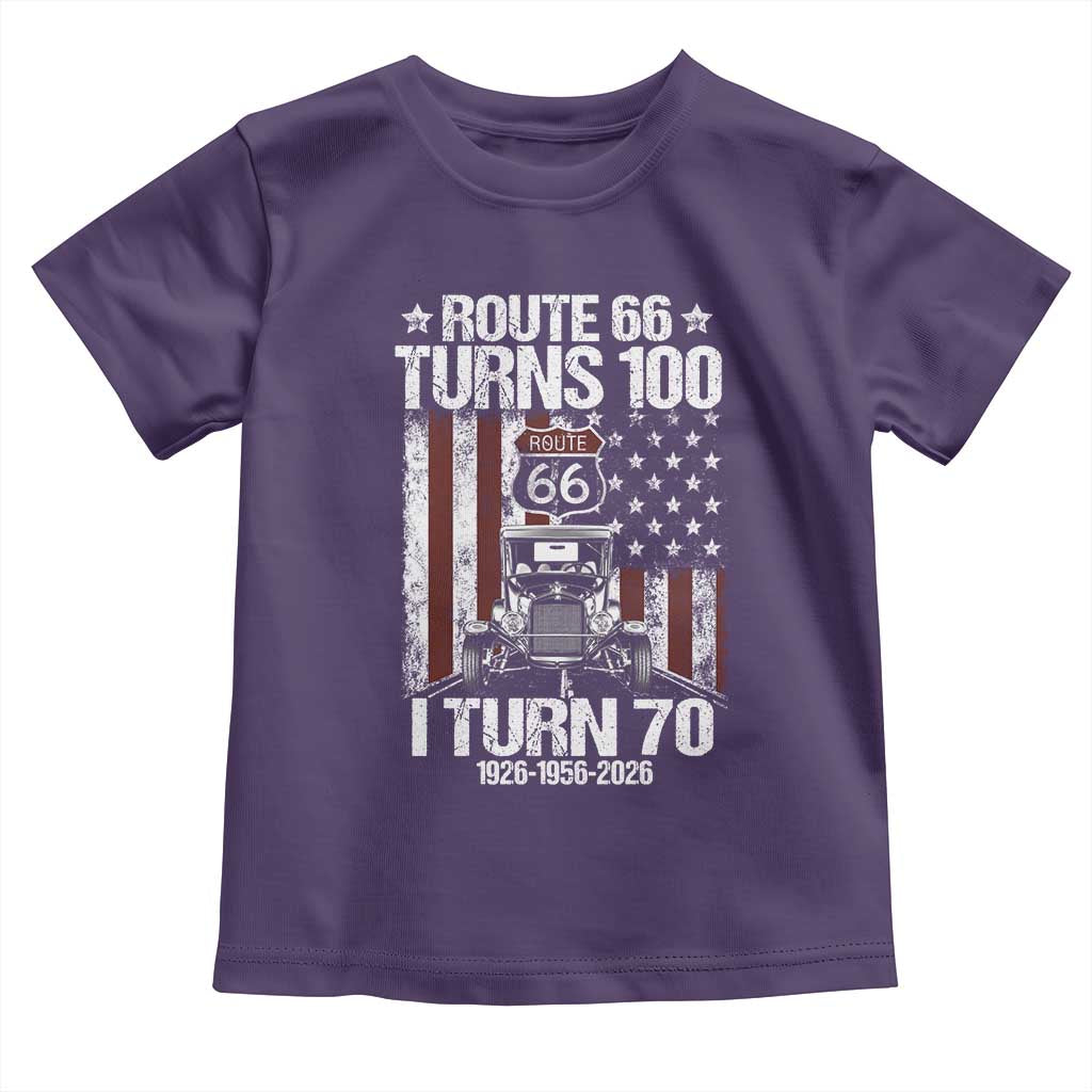 Route Highway 66 Turns 100 I Turn 70 Toddler T Shirt Vintage 1956 America Road Sign America Antique Car Lover 70th Birthday Gift