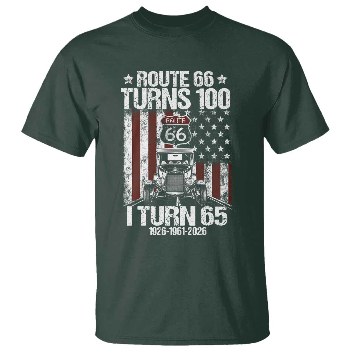 Route Highway 66 Turns 100 I Turn 65 T Shirt Vintage 1961 America Road Sign America Antique Car Lover 65th Birthday Gift