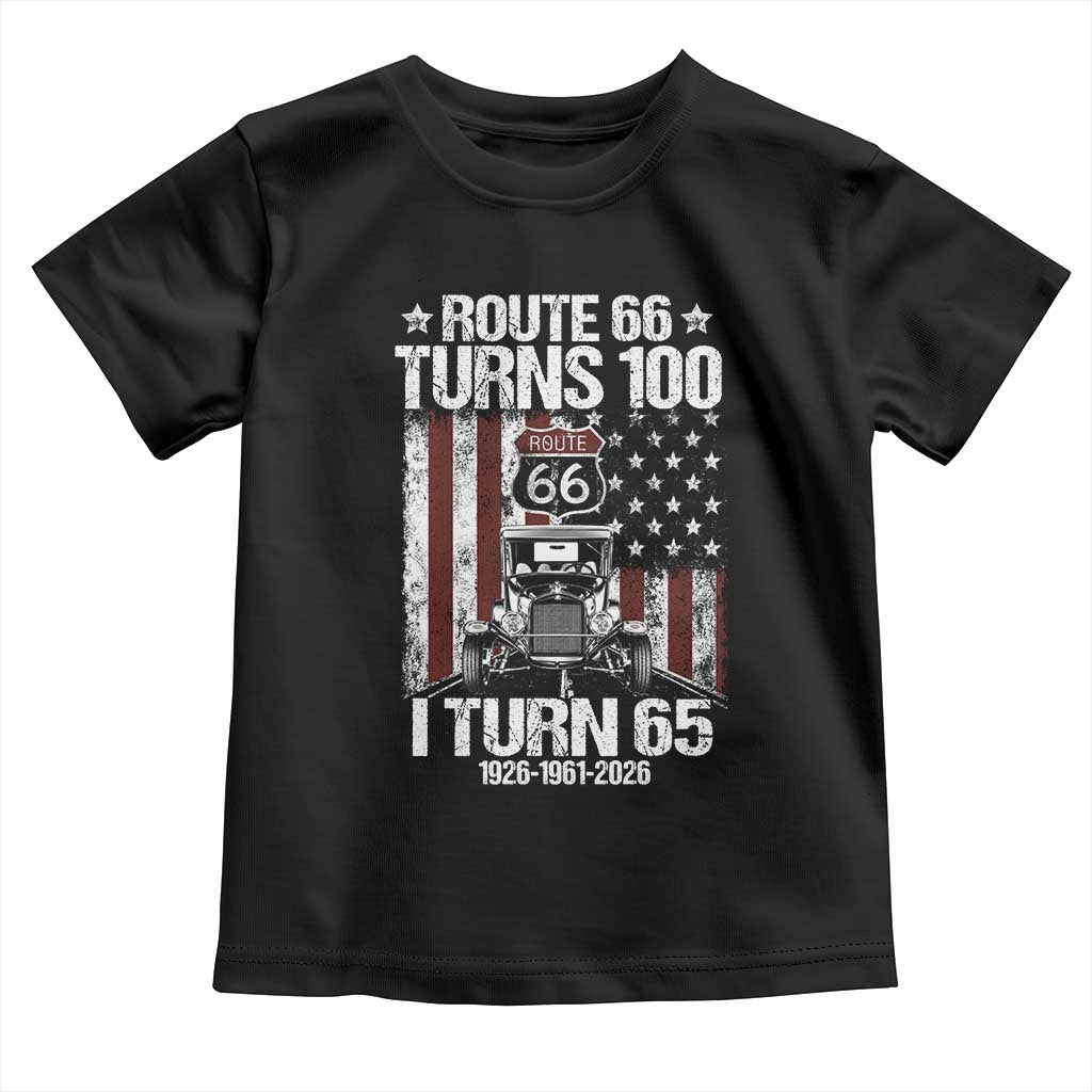Route Highway 66 Turns 100 I Turn 65 Toddler T Shirt Vintage 1961 America Road Sign America Antique Car Lover 65th Birthday Gift