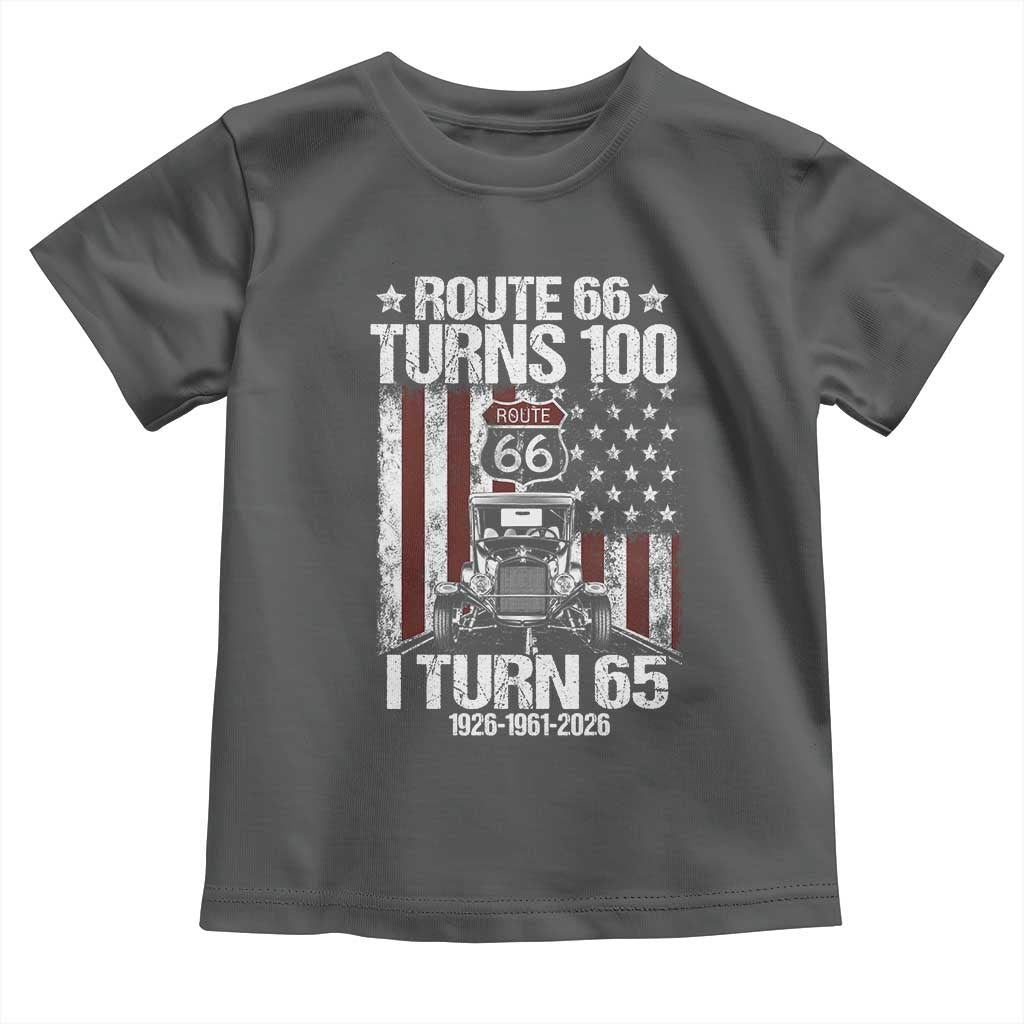 Route Highway 66 Turns 100 I Turn 65 Toddler T Shirt Vintage 1961 America Road Sign America Antique Car Lover 65th Birthday Gift