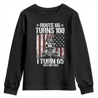 Route Highway 66 Turns 100 I Turn 65 Youth Sweatshirt Vintage 1961 America Road Sign America Antique Car Lover 65th Birthday Gift