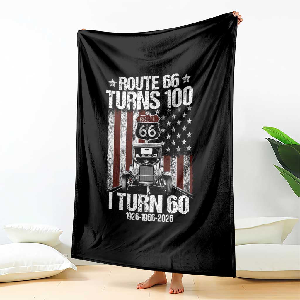 Route Highway 66 Turns 100 I Turn 60 Throw Blanket Vintage 1966 America Road Sign America Antique Car Lover 60th Birthday Gift