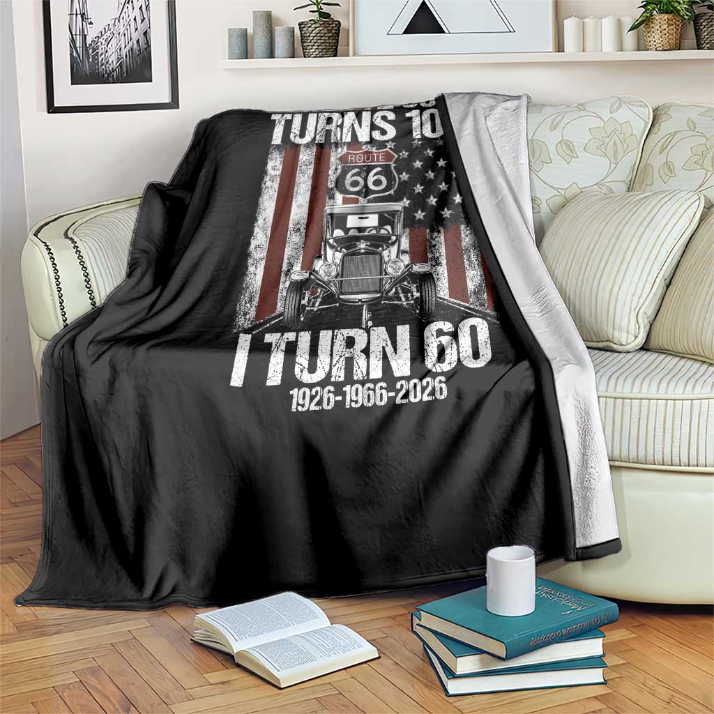 Route Highway 66 Turns 100 I Turn 60 Throw Blanket Vintage 1966 America Road Sign America Antique Car Lover 60th Birthday Gift