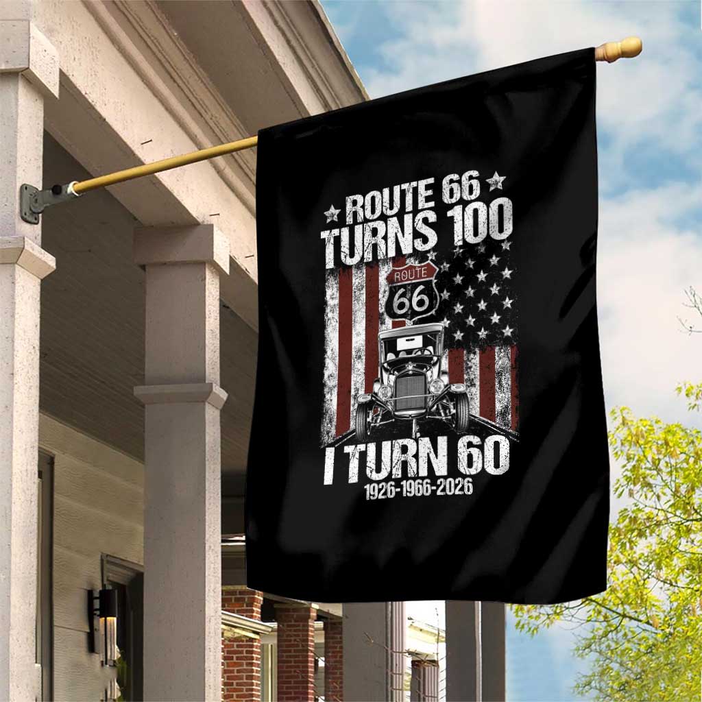 Route Highway 66 Turns 100 I Turn 60 Garden Flag Vintage 1966 America Road Sign America Antique Car Lover 60th Birthday Gift