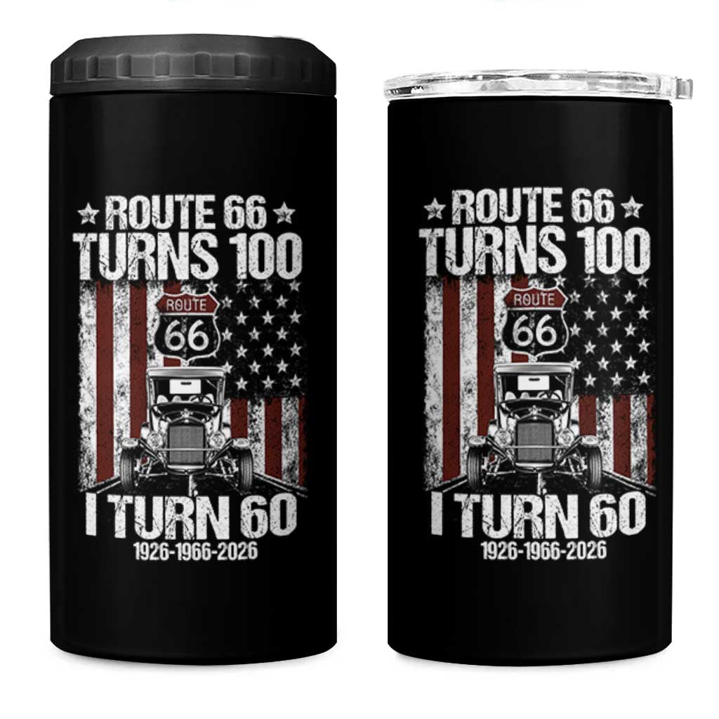 Route Highway 66 Turns 100 I Turn 60 4 in 1 Can Cooler Tumbler Vintage 1966 America Road Sign America Antique Car Lover 60th Birthday Gift