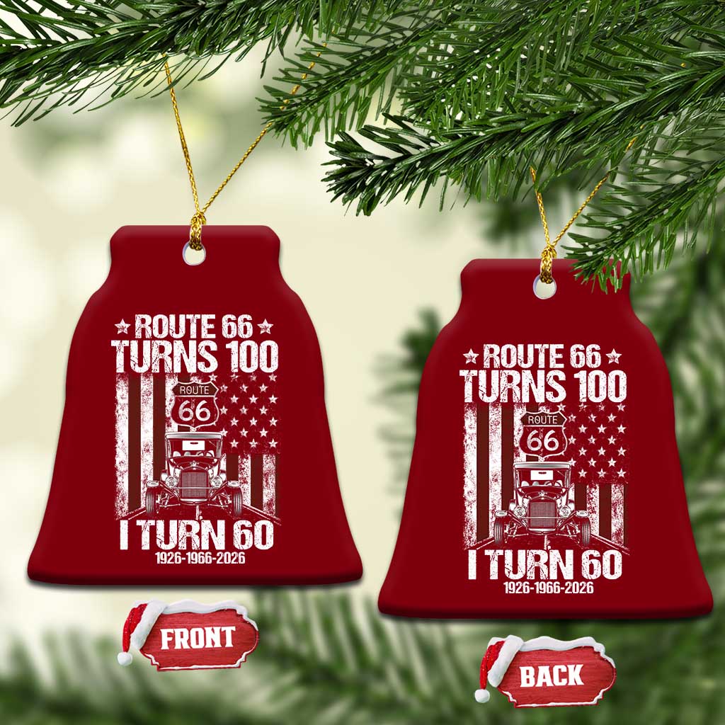 Route Highway 66 Turns 100 I Turn 60 Ceramic Ornament Vintage 1966 America Road Sign America Antique Car Lover 60th Birthday Gift