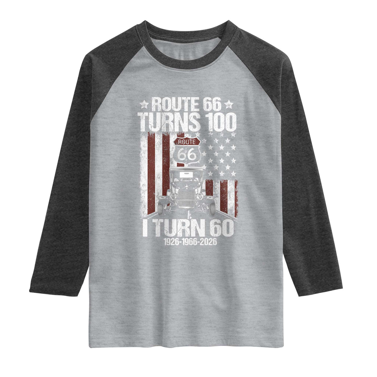 Route Highway 66 Turns 100 I Turn 60 Raglan Shirt Vintage 1966 America Road Sign America Antique Car Lover 60th Birthday Gift