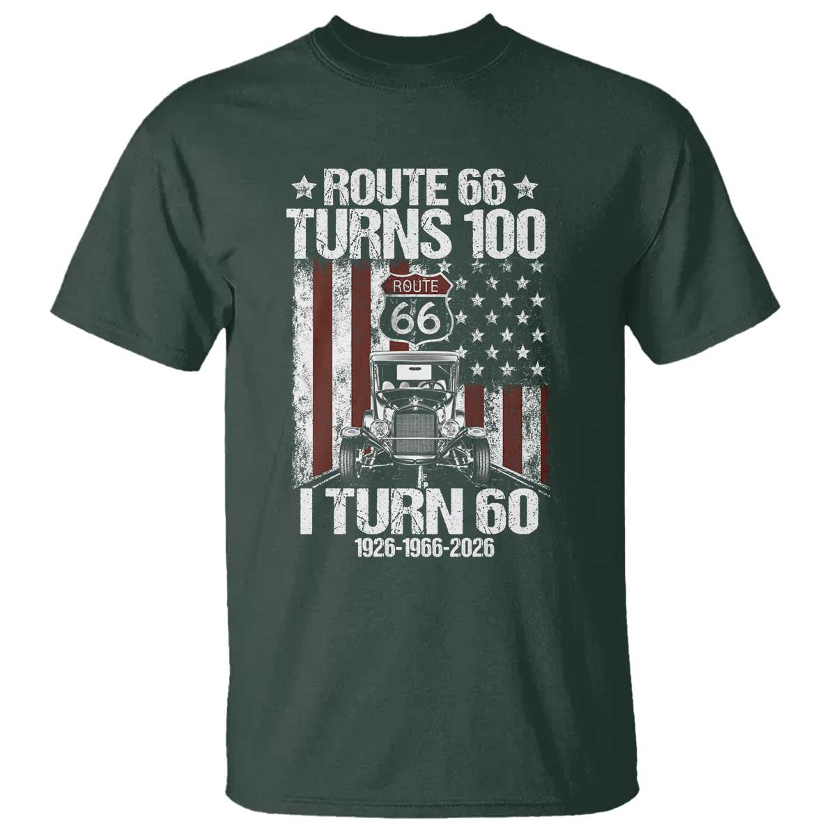 Route Highway 66 Turns 100 I Turn 60 T Shirt Vintage 1966 America Road Sign America Antique Car Lover 60th Birthday Gift