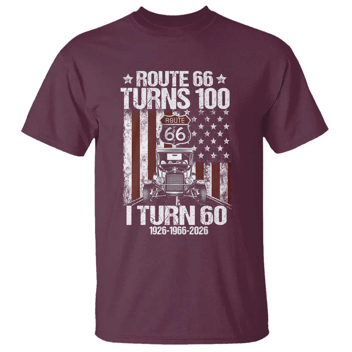 Route Highway 66 Turns 100 I Turn 60 T Shirt Vintage 1966 America Road Sign America Antique Car Lover 60th Birthday Gift