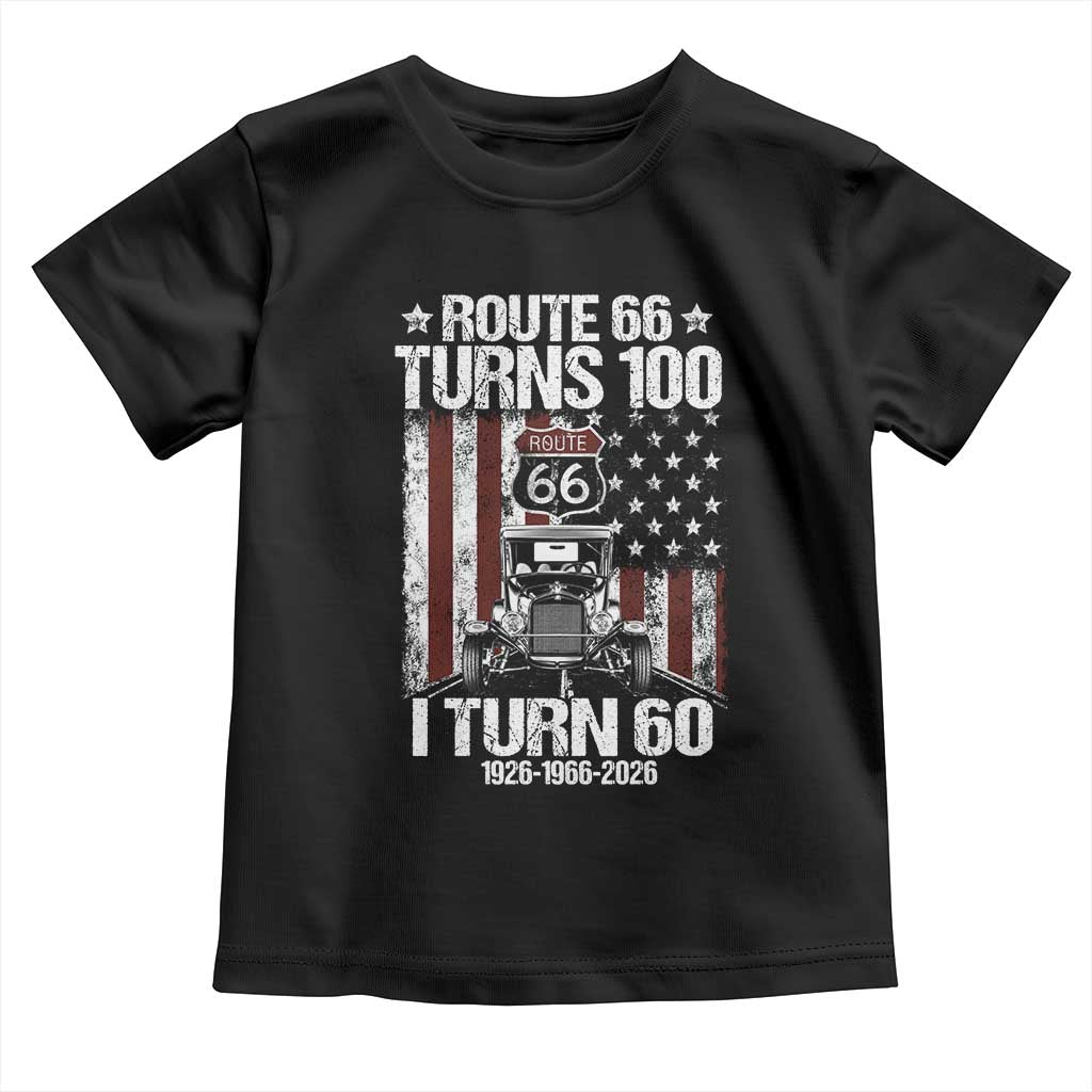 Route Highway 66 Turns 100 I Turn 60 Toddler T Shirt Vintage 1966 America Road Sign America Antique Car Lover 60th Birthday Gift