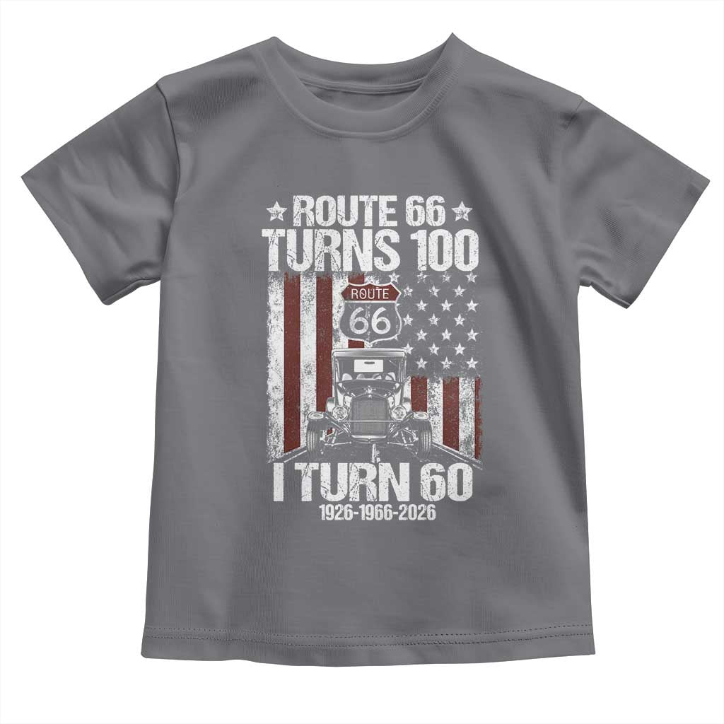 Route Highway 66 Turns 100 I Turn 60 Toddler T Shirt Vintage 1966 America Road Sign America Antique Car Lover 60th Birthday Gift