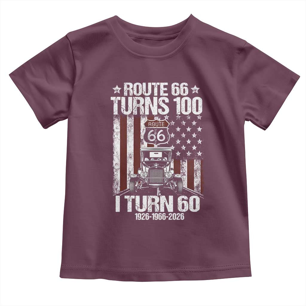 Route Highway 66 Turns 100 I Turn 60 Toddler T Shirt Vintage 1966 America Road Sign America Antique Car Lover 60th Birthday Gift