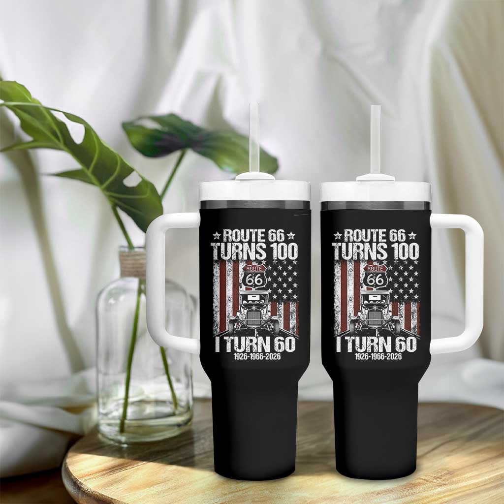 Route Highway 66 Turns 100 I Turn 60 Tumbler With Handle Vintage 1966 America Road Sign America Antique Car Lover 60th Birthday Gift