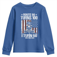 Route Highway 66 Turns 100 I Turn 60 Youth Sweatshirt Vintage 1966 America Road Sign America Antique Car Lover 60th Birthday Gift