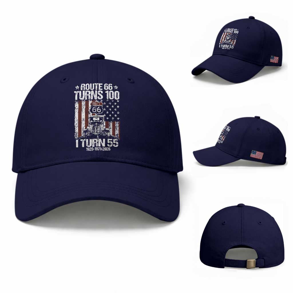 Route Highway 66 Turns 100 I Turn 55 Baseball Cap Vintage 1971 America Road Sign America Antique Car Lover 55th Birthday Gift