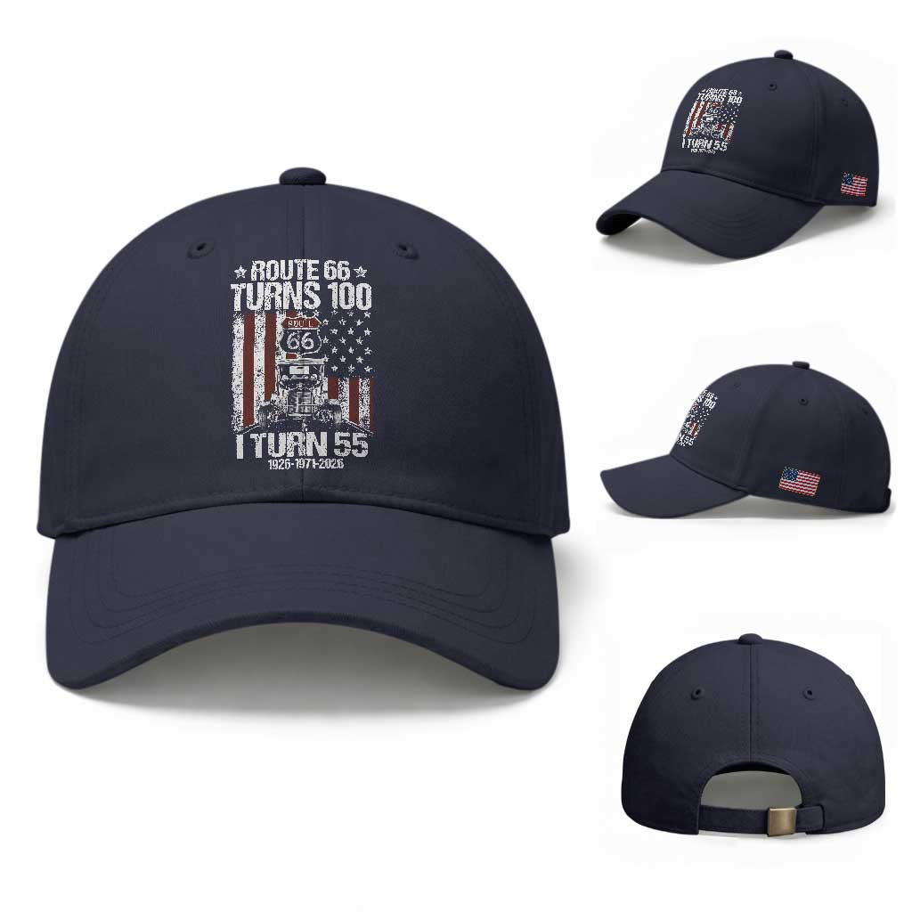 Route Highway 66 Turns 100 I Turn 55 Baseball Cap Vintage 1971 America Road Sign America Antique Car Lover 55th Birthday Gift
