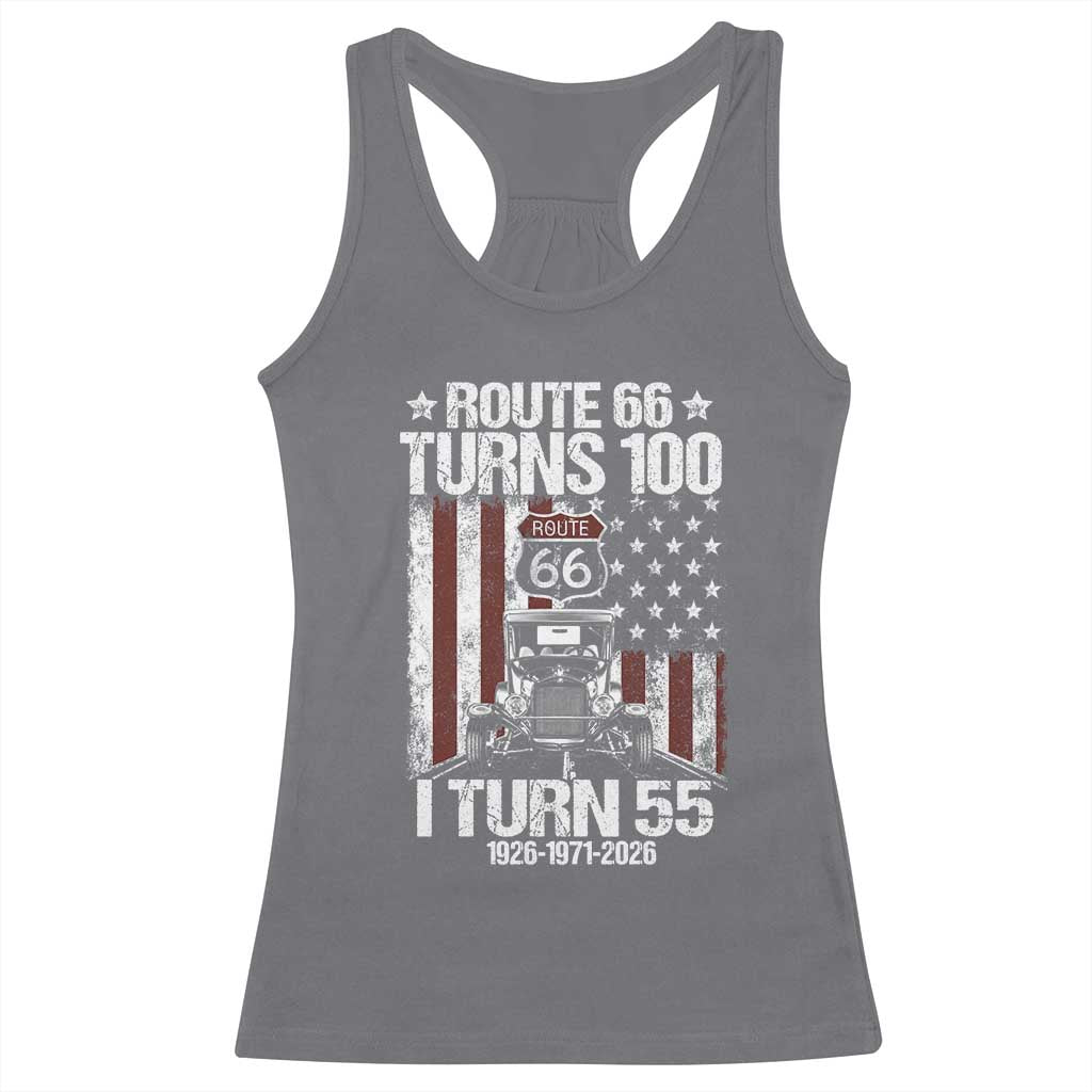 Route Highway 66 Turns 100 I Turn 55 Racerback Tank Top Vintage 1971 America Road Sign America Antique Car Lover 55th Birthday Gift