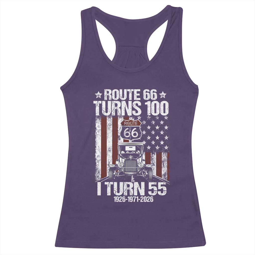 Route Highway 66 Turns 100 I Turn 55 Racerback Tank Top Vintage 1971 America Road Sign America Antique Car Lover 55th Birthday Gift