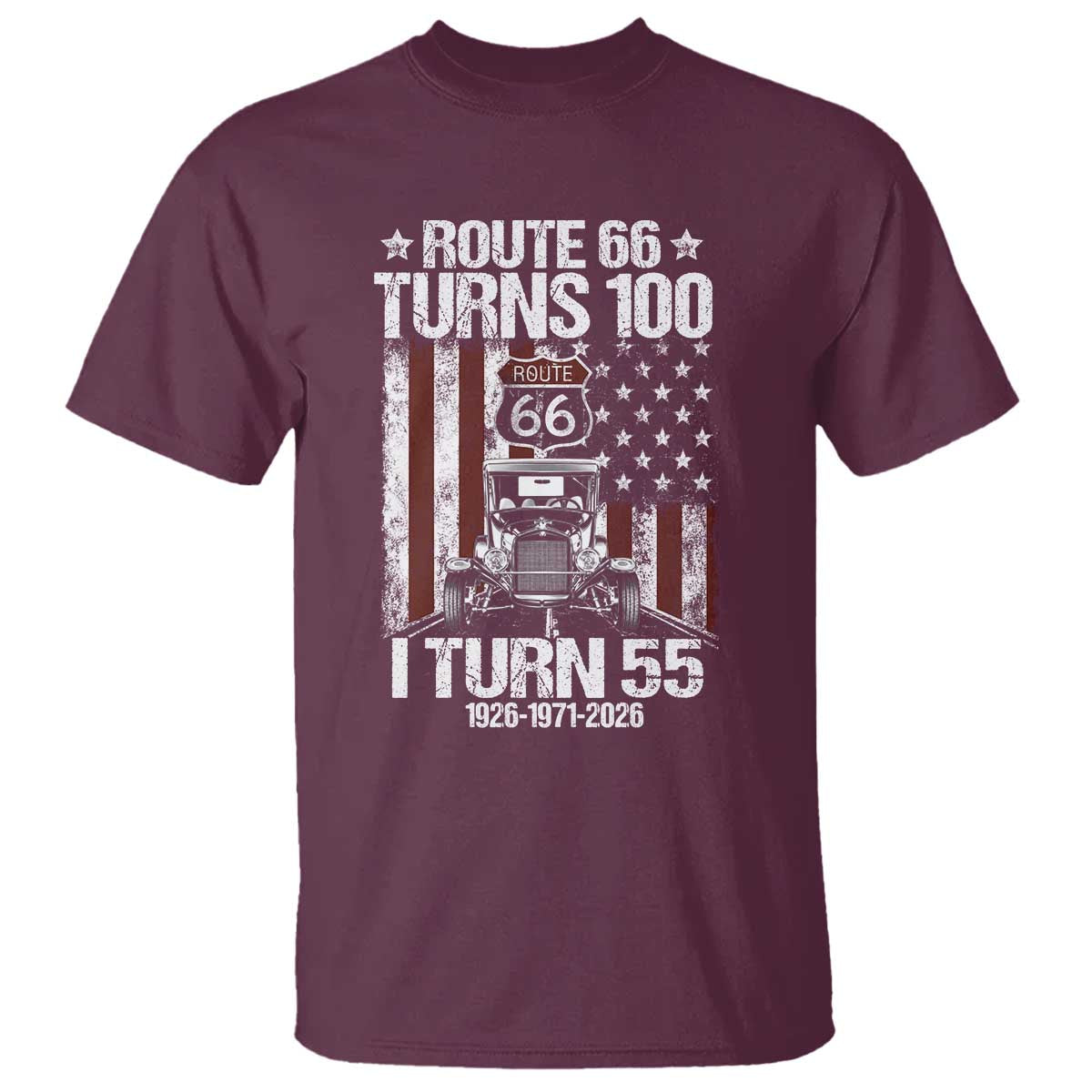Route Highway 66 Turns 100 I Turn 55 T Shirt Vintage 1971 America Road Sign America Antique Car Lover 55th Birthday Gift