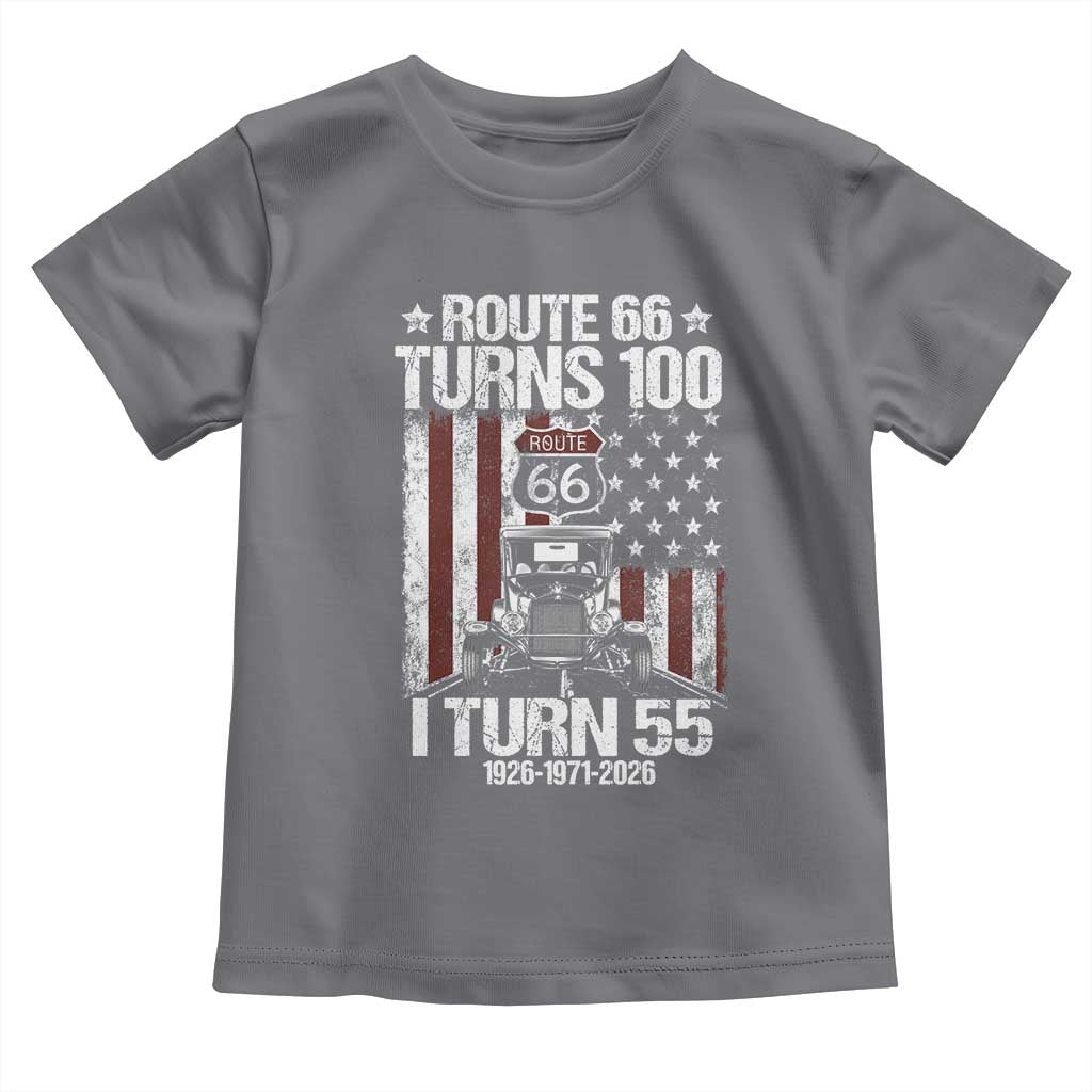 Route Highway 66 Turns 100 I Turn 55 Toddler T Shirt Vintage 1971 America Road Sign America Antique Car Lover 55th Birthday Gift