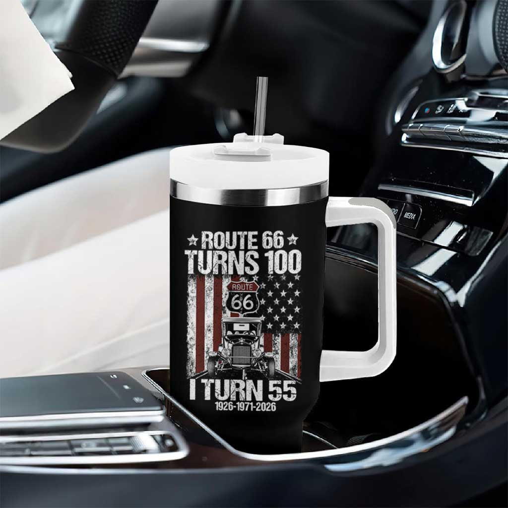 Route Highway 66 Turns 100 I Turn 55 Tumbler With Handle Vintage 1971 America Road Sign America Antique Car Lover 55th Birthday Gift