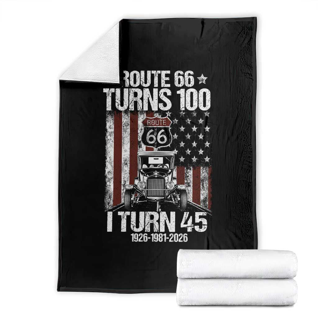 Route Highway 66 Turns 100 I Turn 45 Throw Blanket Vintage 1981 America Road Sign America Antique Car Lover 45th Birthday Gift