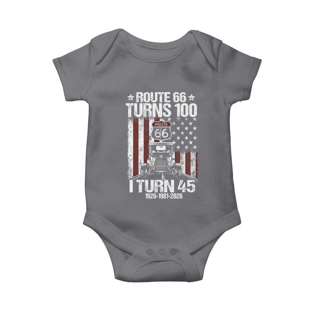 Route Highway 66 Turns 100 I Turn 45 Baby Onesie Vintage 1981 America Road Sign America Antique Car Lover 45th Birthday Gift