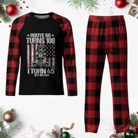 Route Highway 66 Turns 100 I Turn 45 Plaid Pajama Set Vintage 1981 America Road Sign America Antique Car Lover 45th Birthday Gift