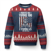 Route Highway 66 Turns 100 I Turn 45 Ugly Christmas Sweater Vintage 1981 America Road Sign America Antique Car Lover 45th Birthday Gift