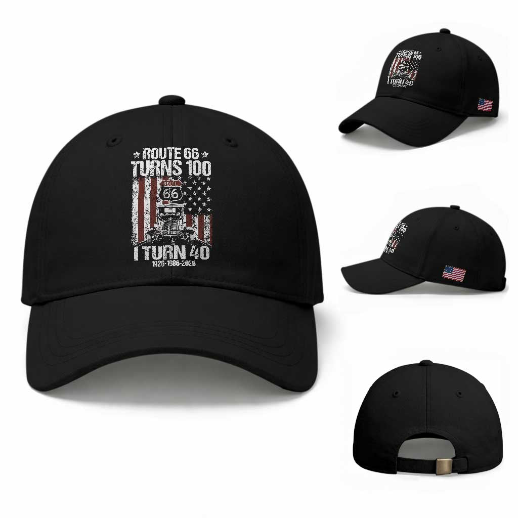 Route Highway 66 Turns 100 I Turn 40 Baseball Cap Vintage 1986 America Road Sign America Antique Car Lover 40th Birthday Gift