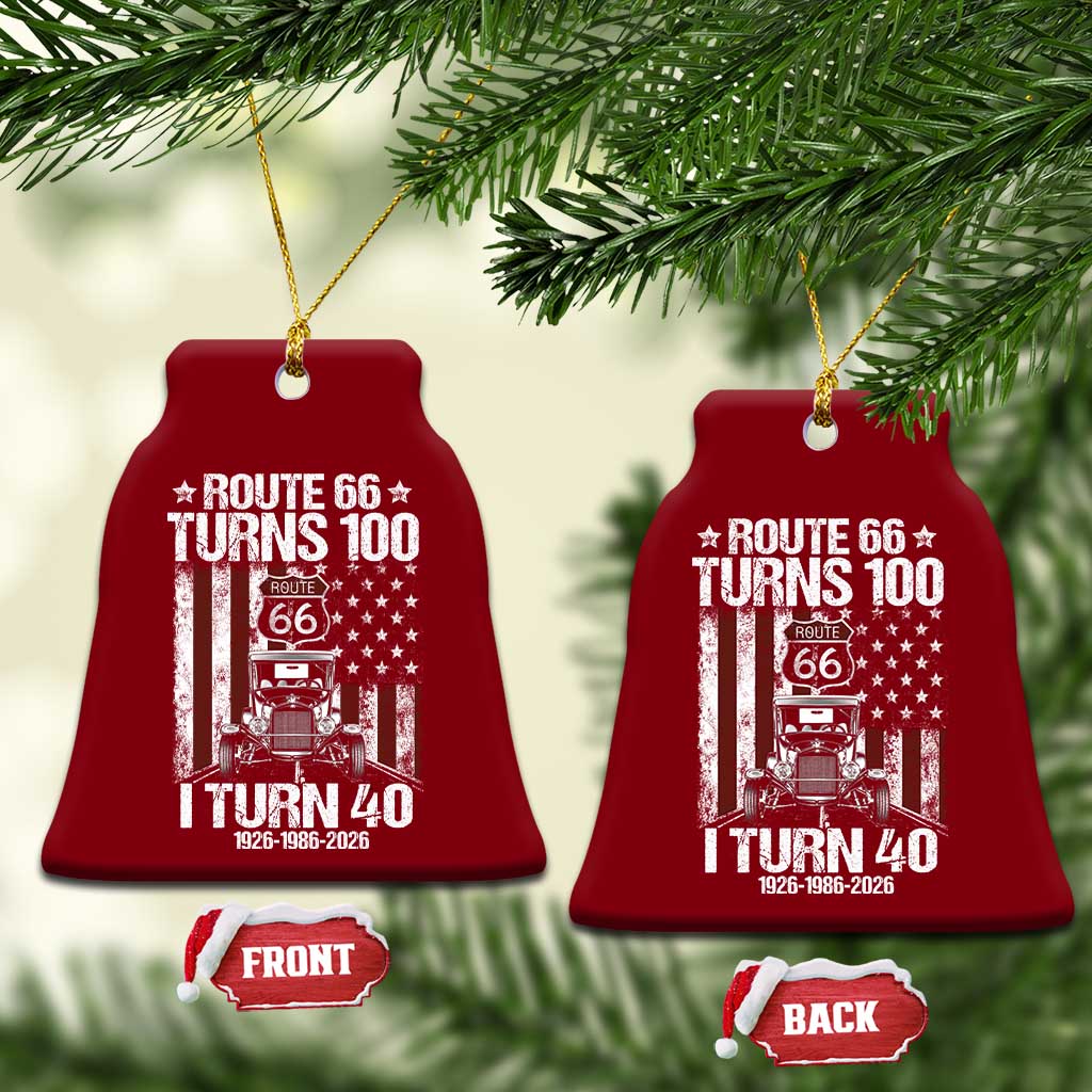 Route Highway 66 Turns 100 I Turn 40 Ceramic Ornament Vintage 1986 America Road Sign America Antique Car Lover 40th Birthday Gift
