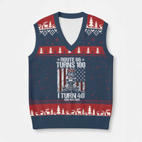 Route Highway 66 Turns 100 I Turn 40 V-Neck Knit Sweater Vest Vintage 1986 America Road Sign America Antique Car Lover 40th Birthday Gift
