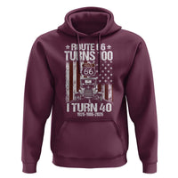 Route Highway 66 Turns 100 I Turn 40 Hoodie Vintage 1986 America Road Sign America Antique Car Lover 40th Birthday Gift