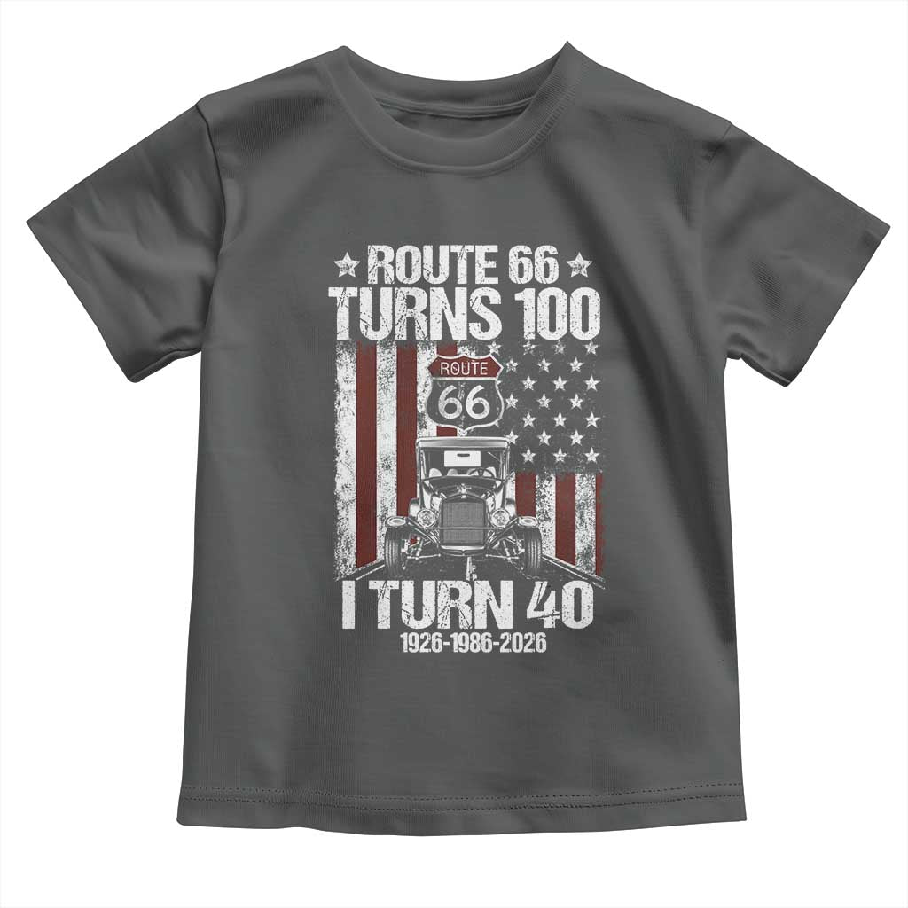 Route Highway 66 Turns 100 I Turn 40 Toddler T Shirt Vintage 1986 America Road Sign America Antique Car Lover 40th Birthday Gift