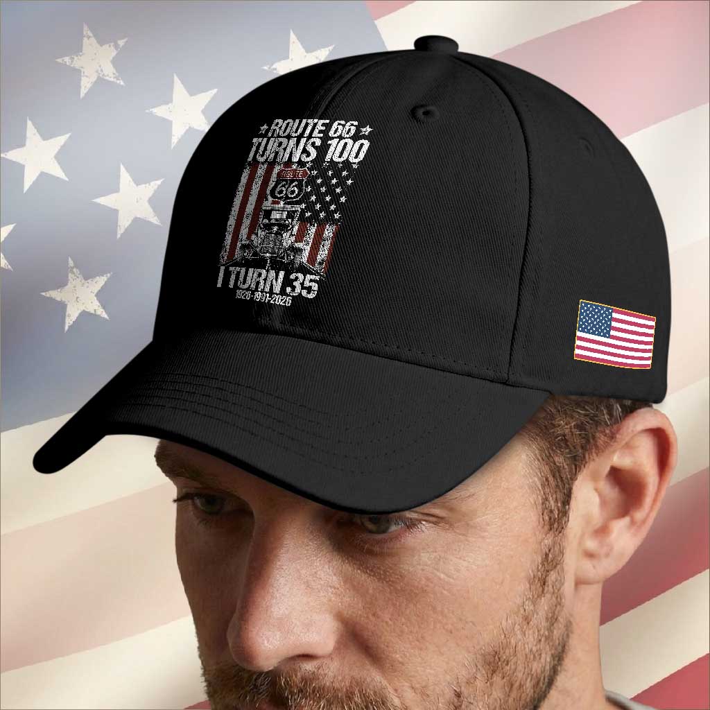 Route Highway 66 Turns 100 I Turn 35 Baseball Cap Vintage 1991 America Road Sign America Antique Car Lover 35th Birthday Gift